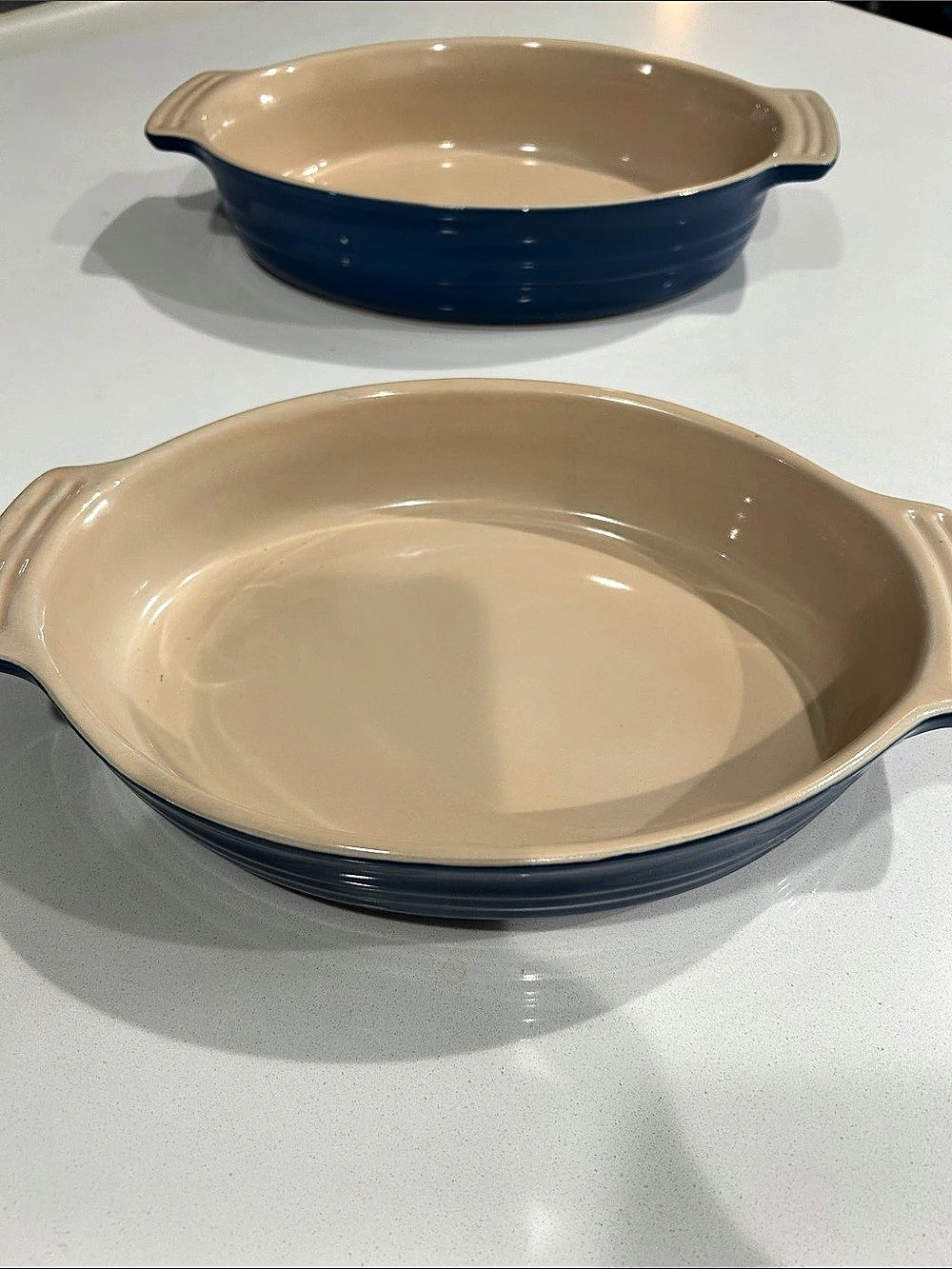 Le Creuset Heritage Stoneware Oval Au Gratin Baking Dish Set Blue & Beige